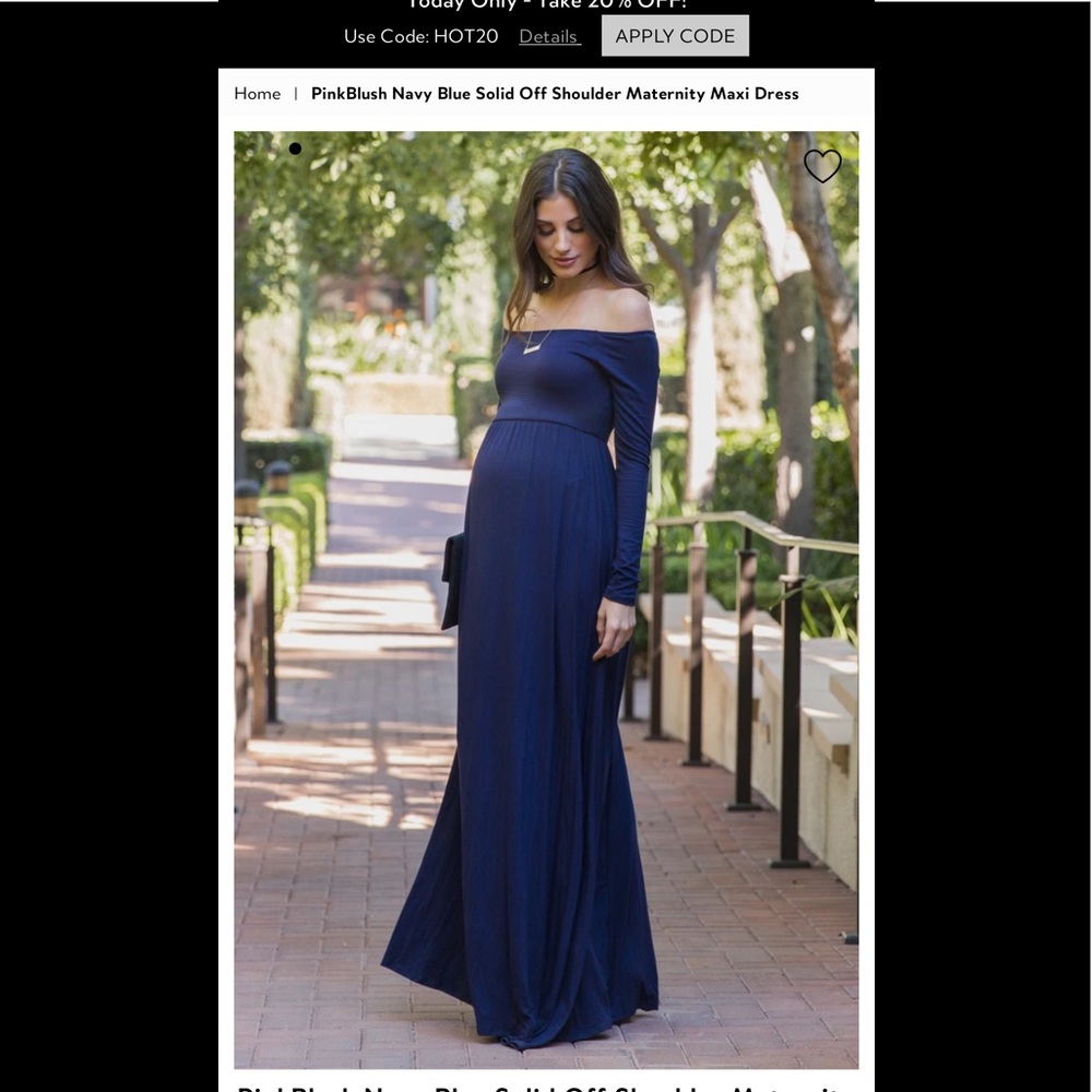 PinkBlush Navy Blue Solid Off Shoulder Maxi Dress